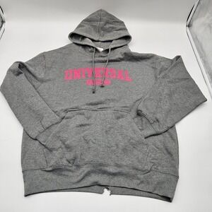 Universal Studios Gray Hoodie Sweatshirt Pink Logo Unisex Large Casual‎
